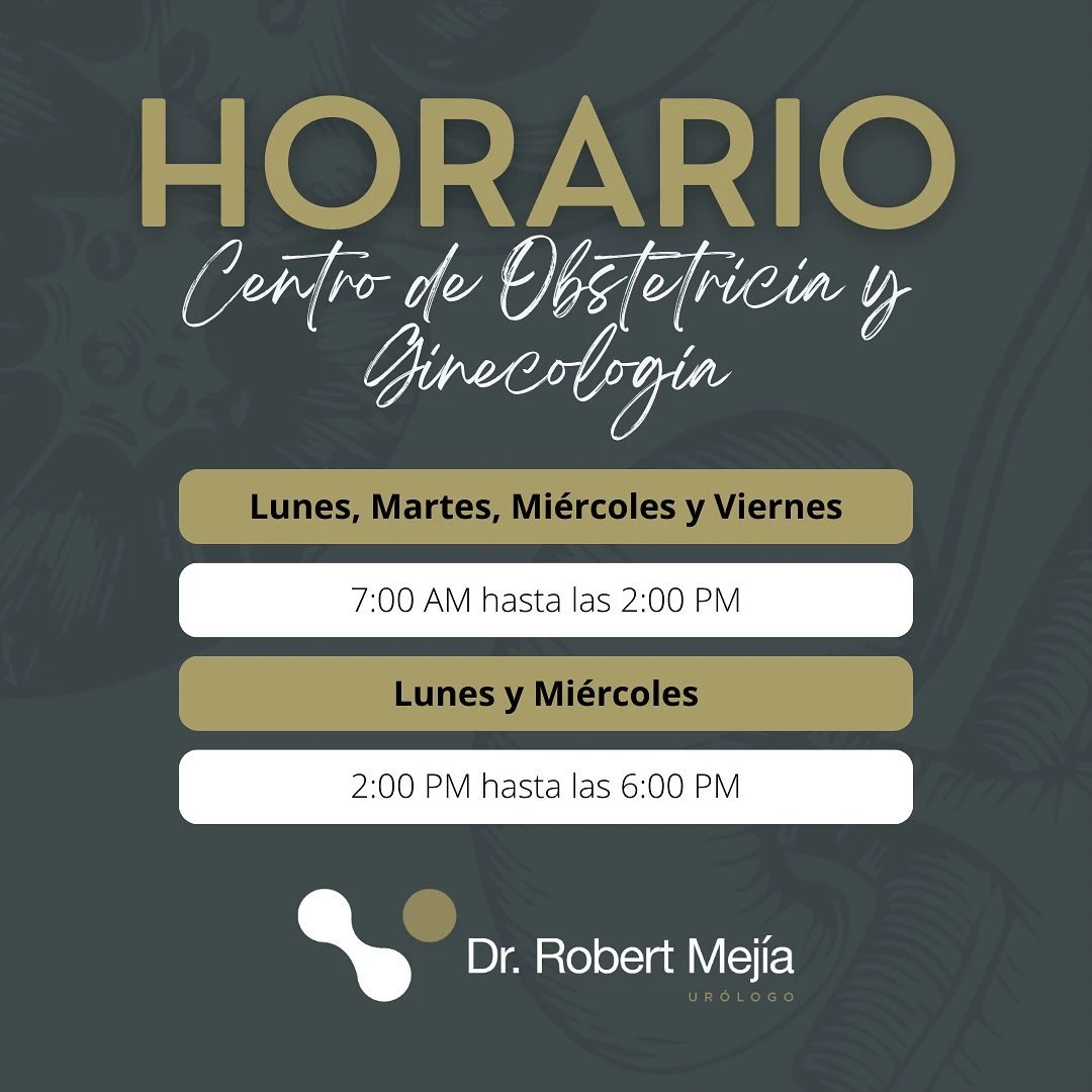 Horario- Centro de Obstetricia y Ginecología | Dr. Robert Mejía, Cirujano Urólogo, Santo Domingo